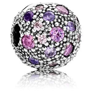 NWOT Pandora Sterling Silver Cosmic Stars Clip Purple 791286CFPMX